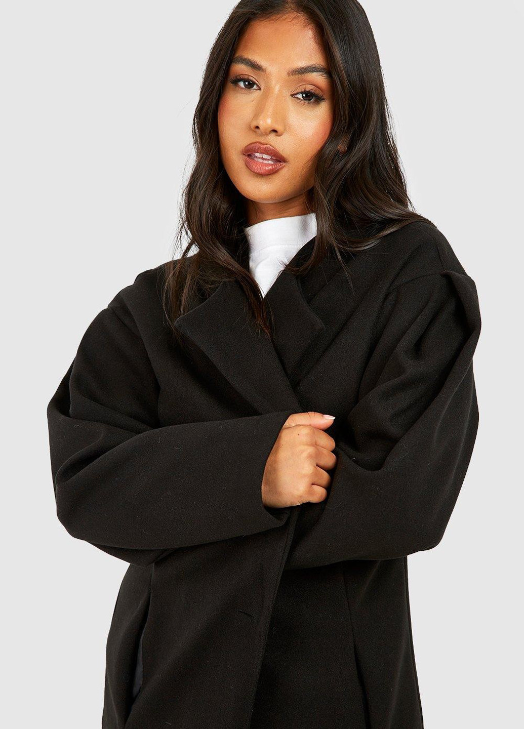 Чорне демісезонне Пальто однобортне Boohoo