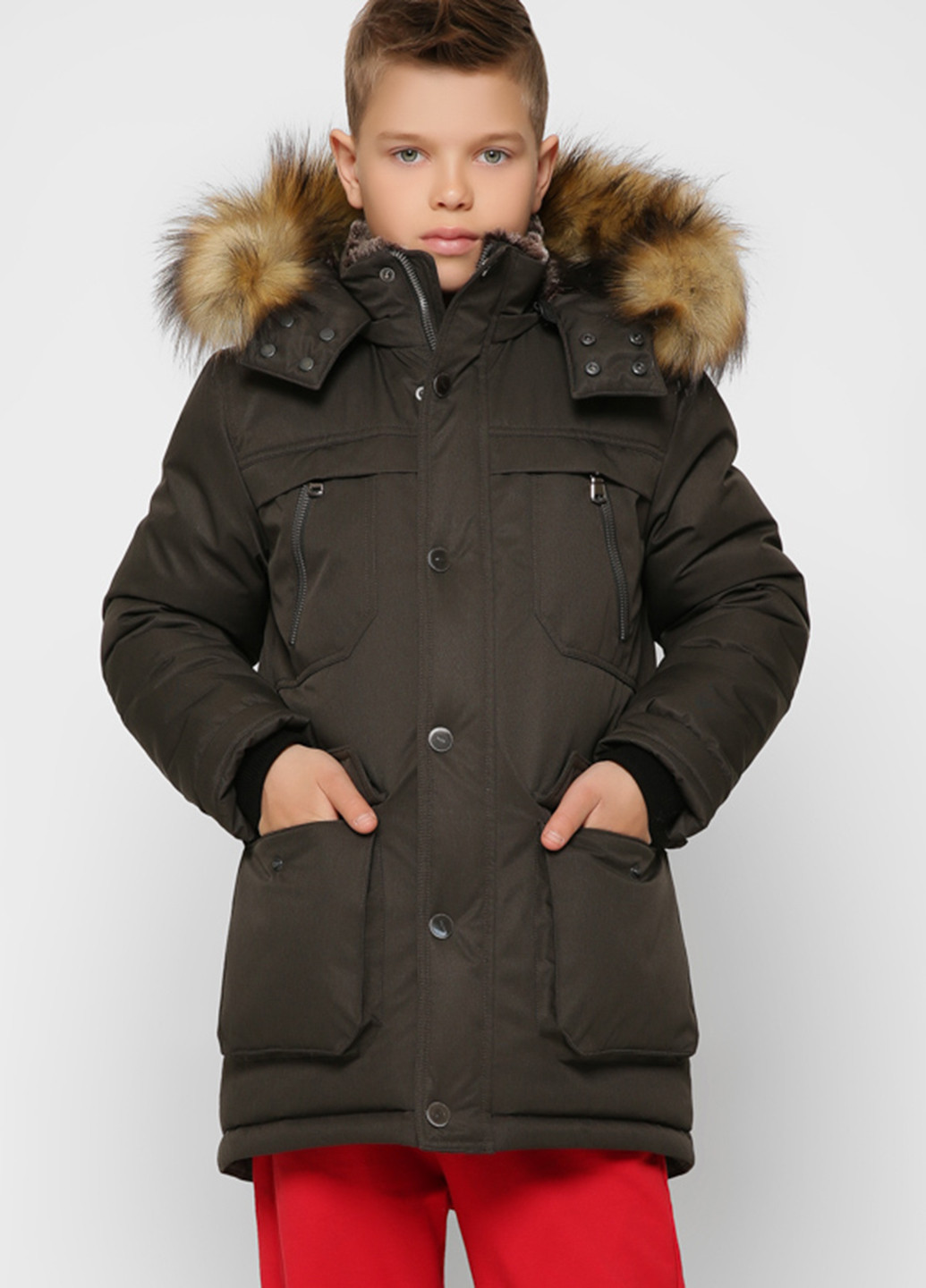 Оливковая (хаки) зимняя оливковая (хаки) зимняя куртка для мальчика Sinthia