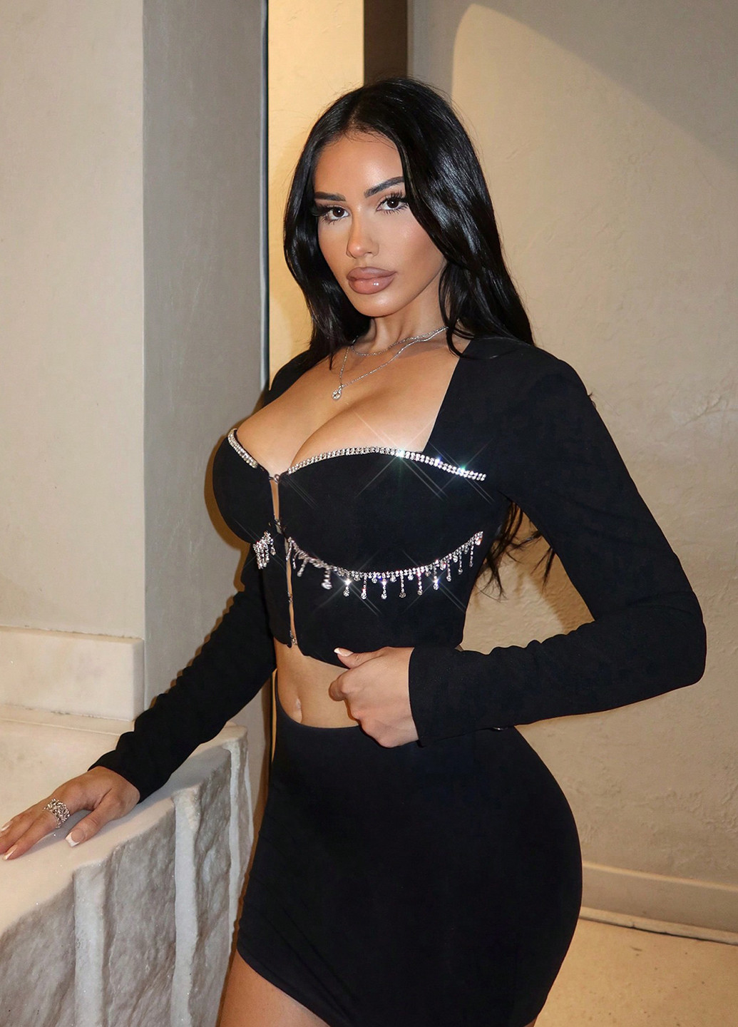 Черный женский жакет SHEIN однотонный - всесезон