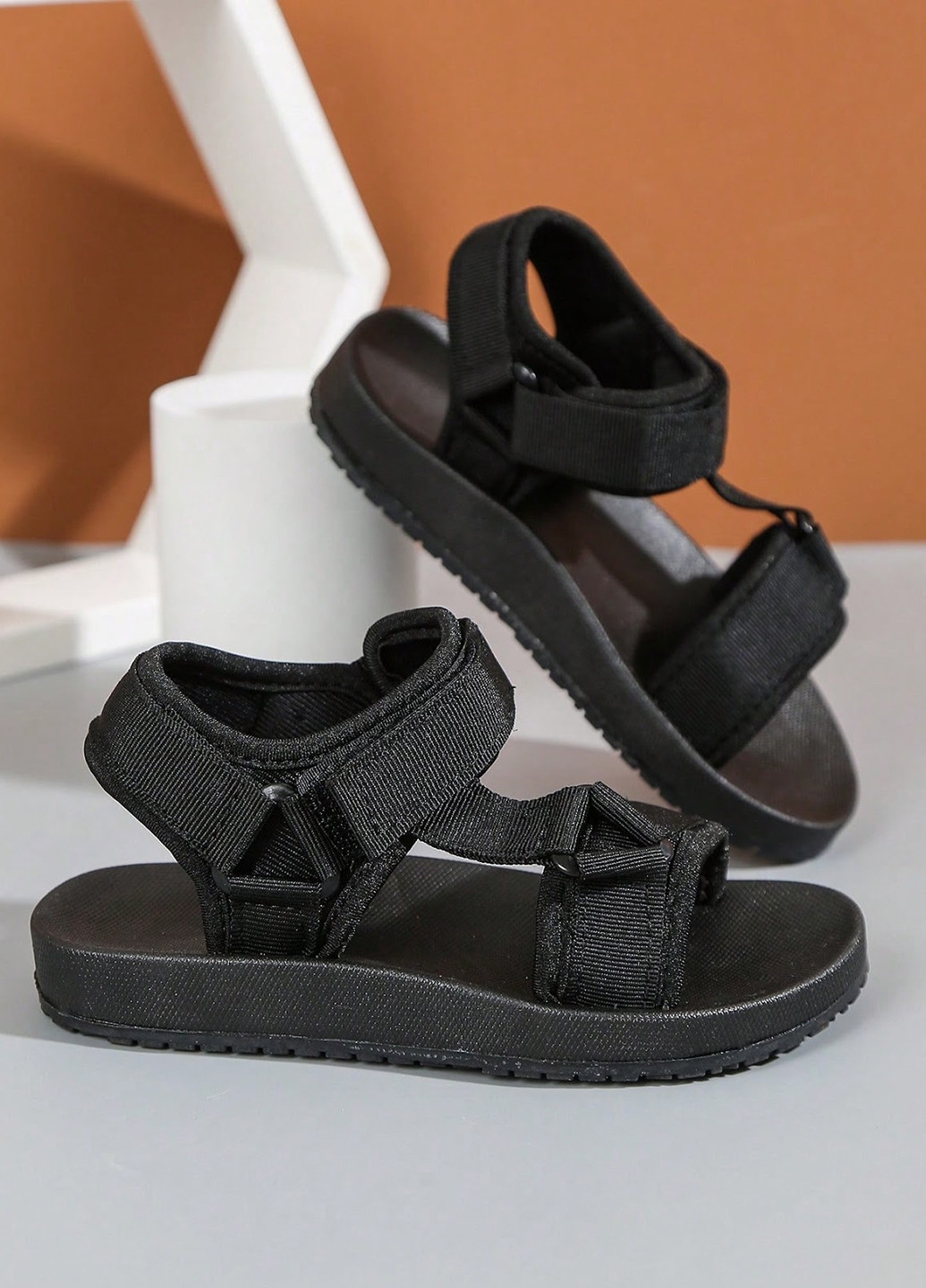 Черные кэжуал сандалии SHEIN на липучке