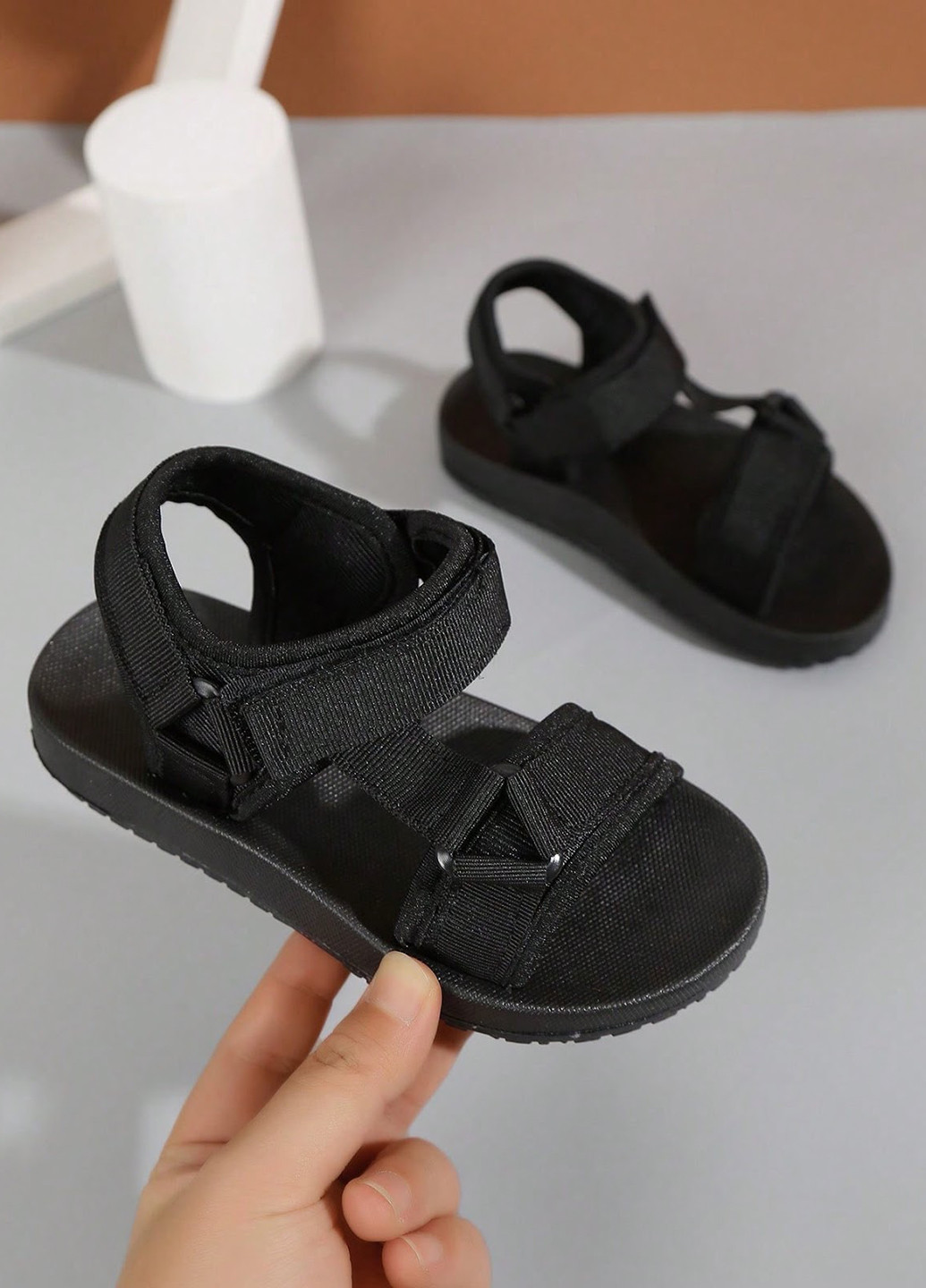 Черные кэжуал сандалии SHEIN на липучке