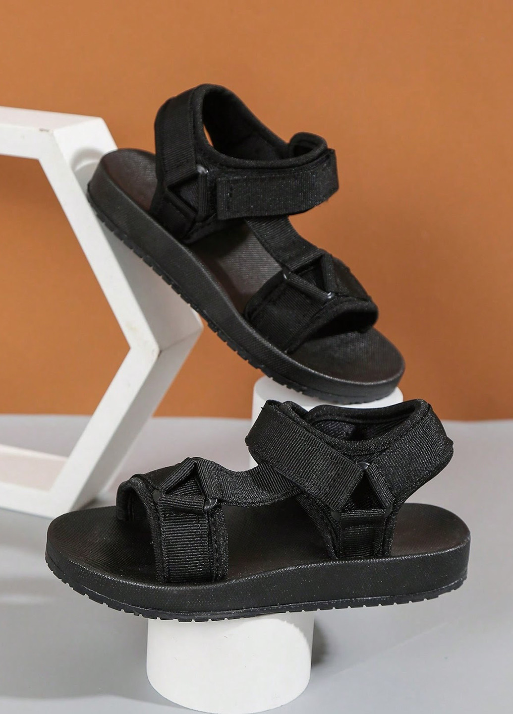 Черные кэжуал сандалии SHEIN на липучке