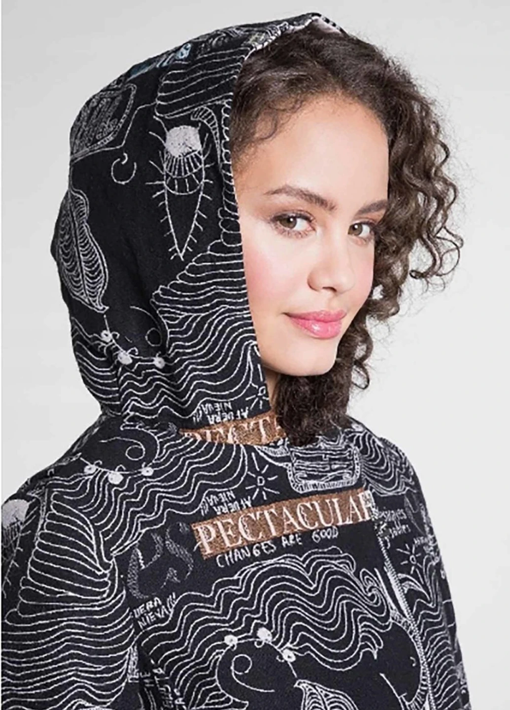 Чорне демісезонне Пальто однобортне Desigual