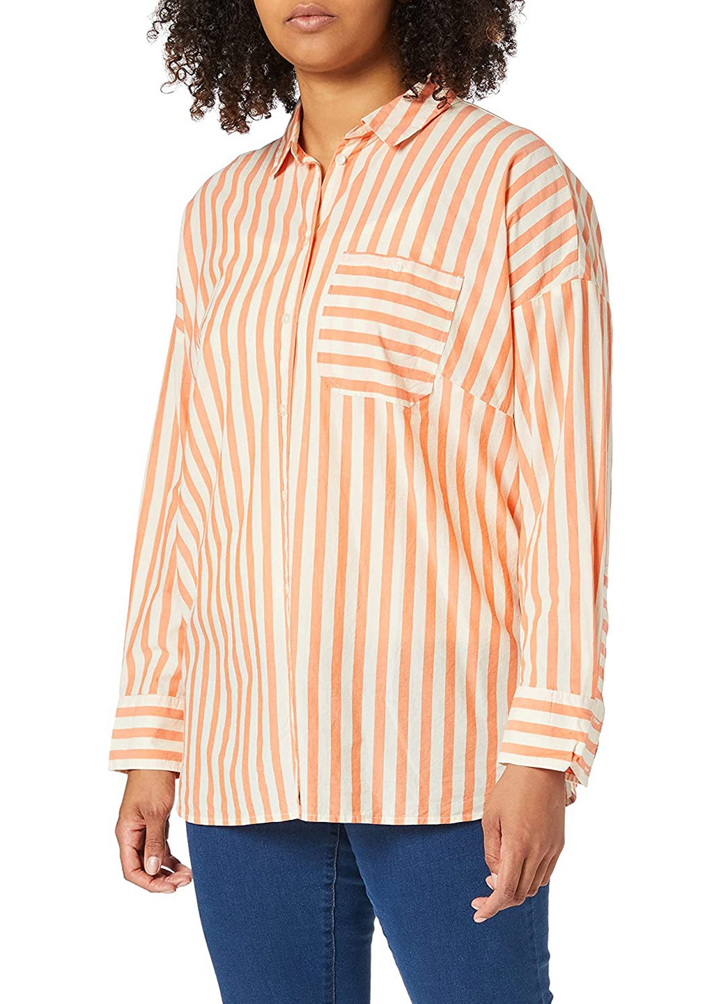 Оранжевая кэжуал рубашка в полоску Tom Tailor