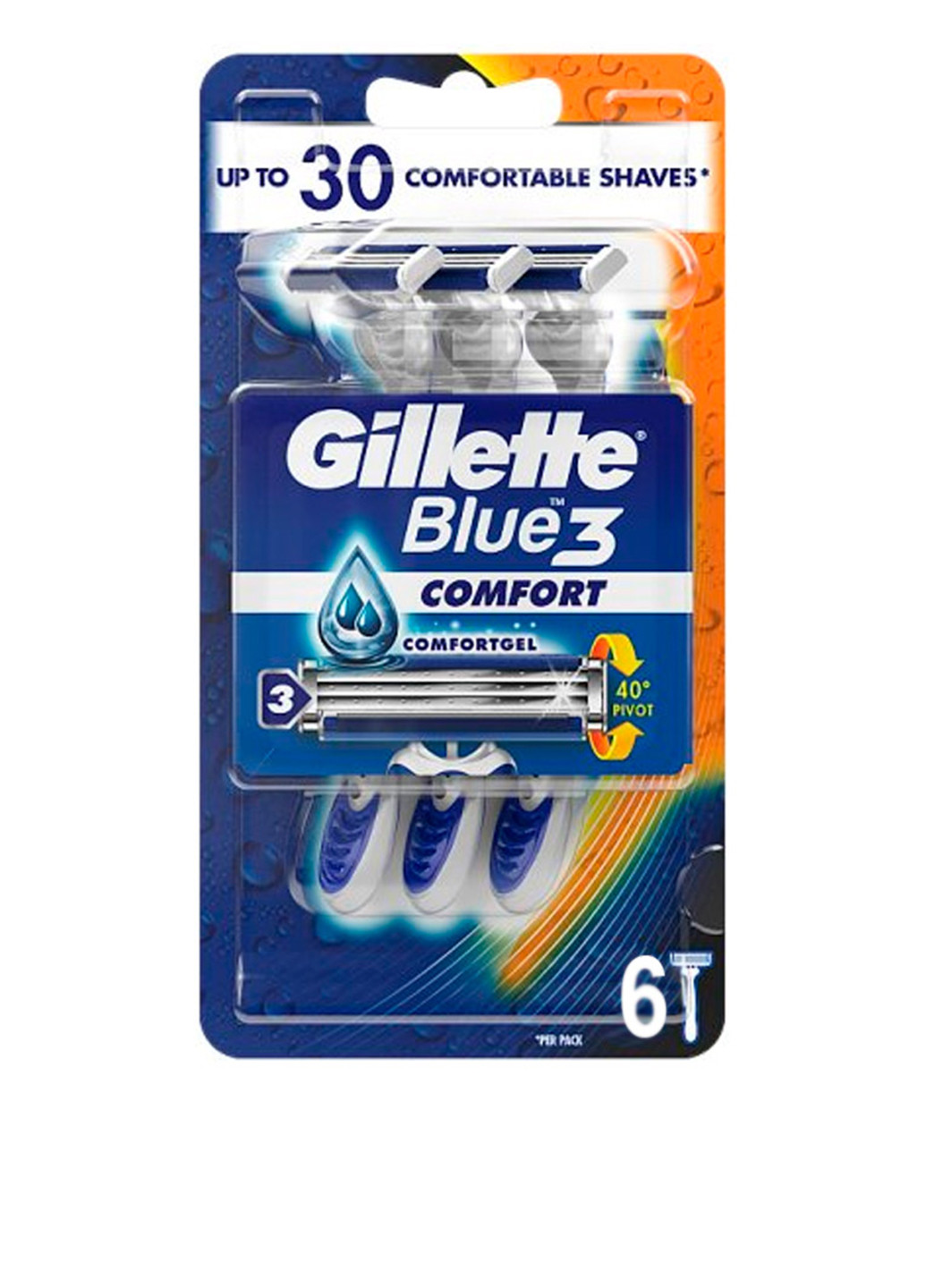 Одноразові бритвені верстати Blue 3 Comfort (6 шт.) Gillette (184256243)