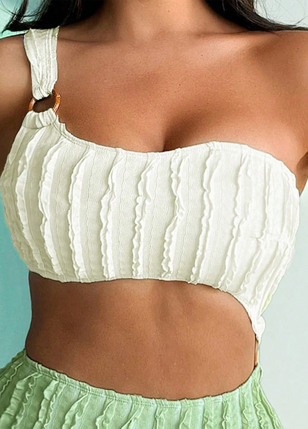 Комбинированный летний купальник слитный, трикини SHEIN