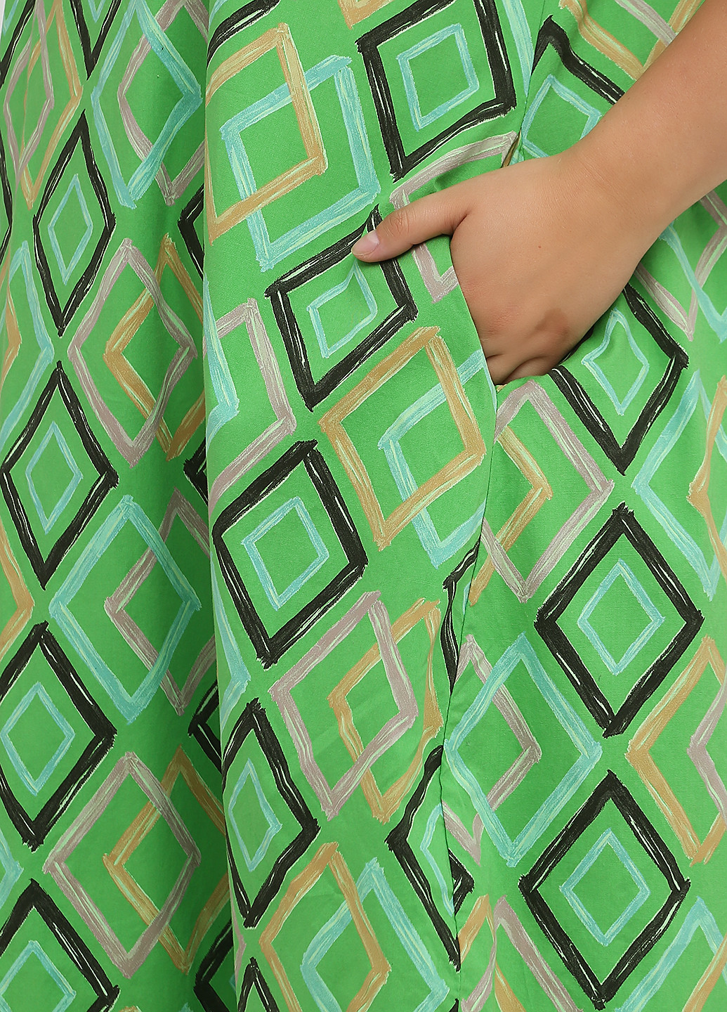 Зелена кежуал сукня балон, оверсайз 158С з геометричним візерунком