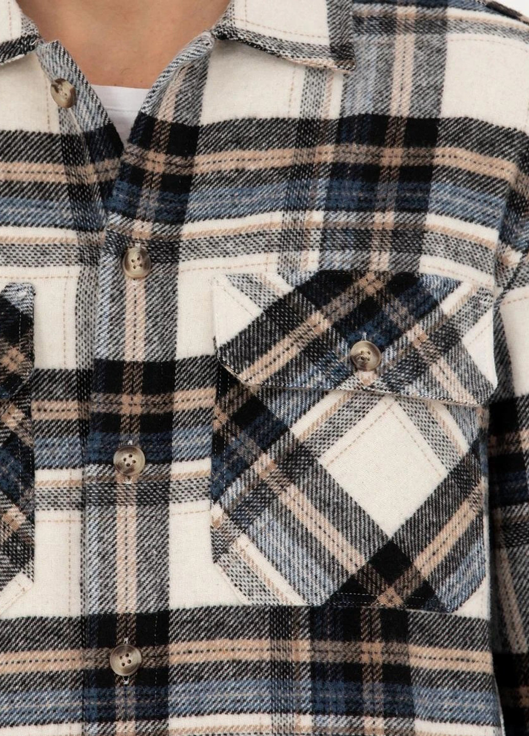 Темно-синяя кэжуал рубашка в клетку Pierre Cardin