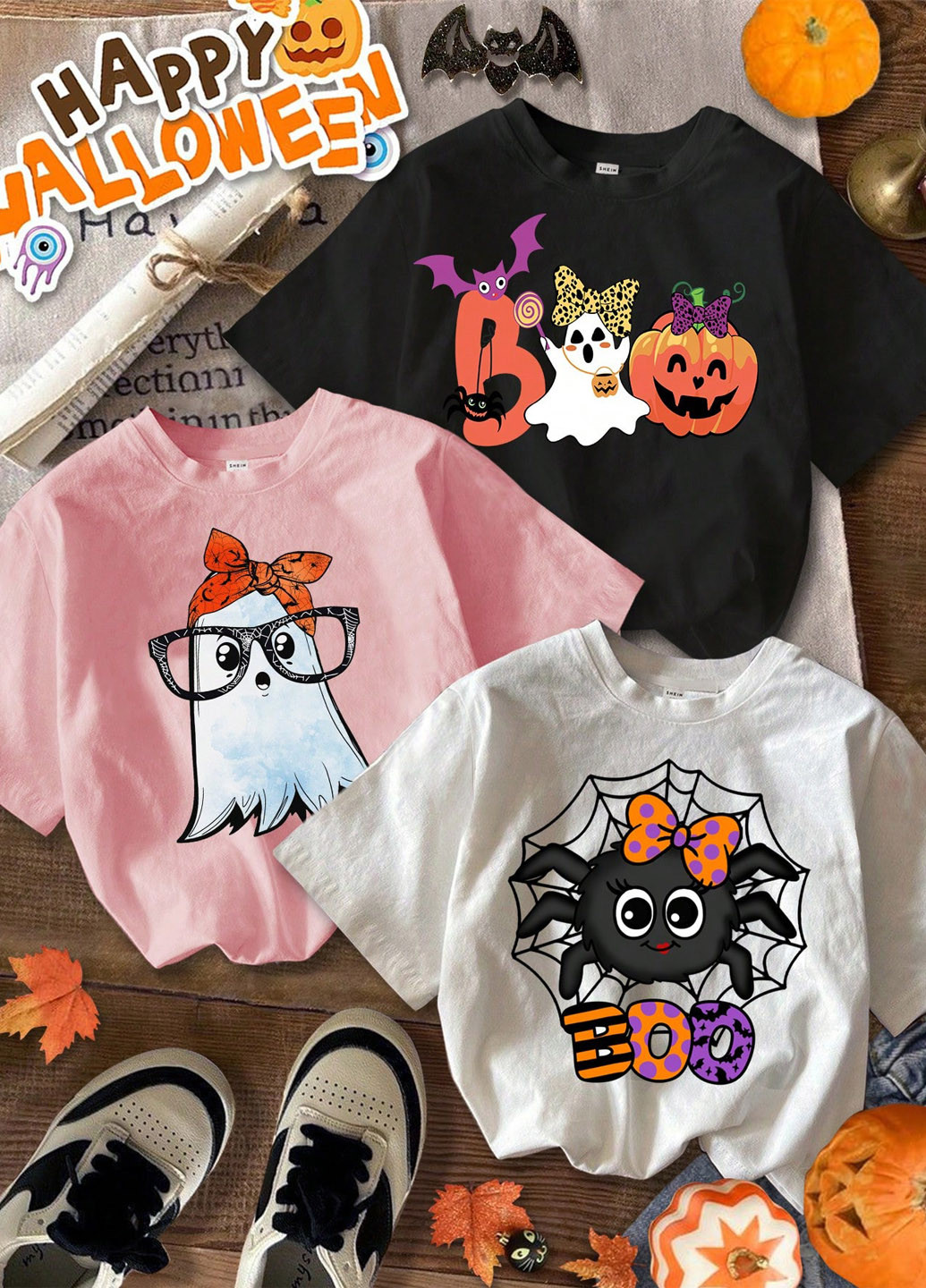 Комбинированная демисезонная футболка (3 шт.) SHEIN