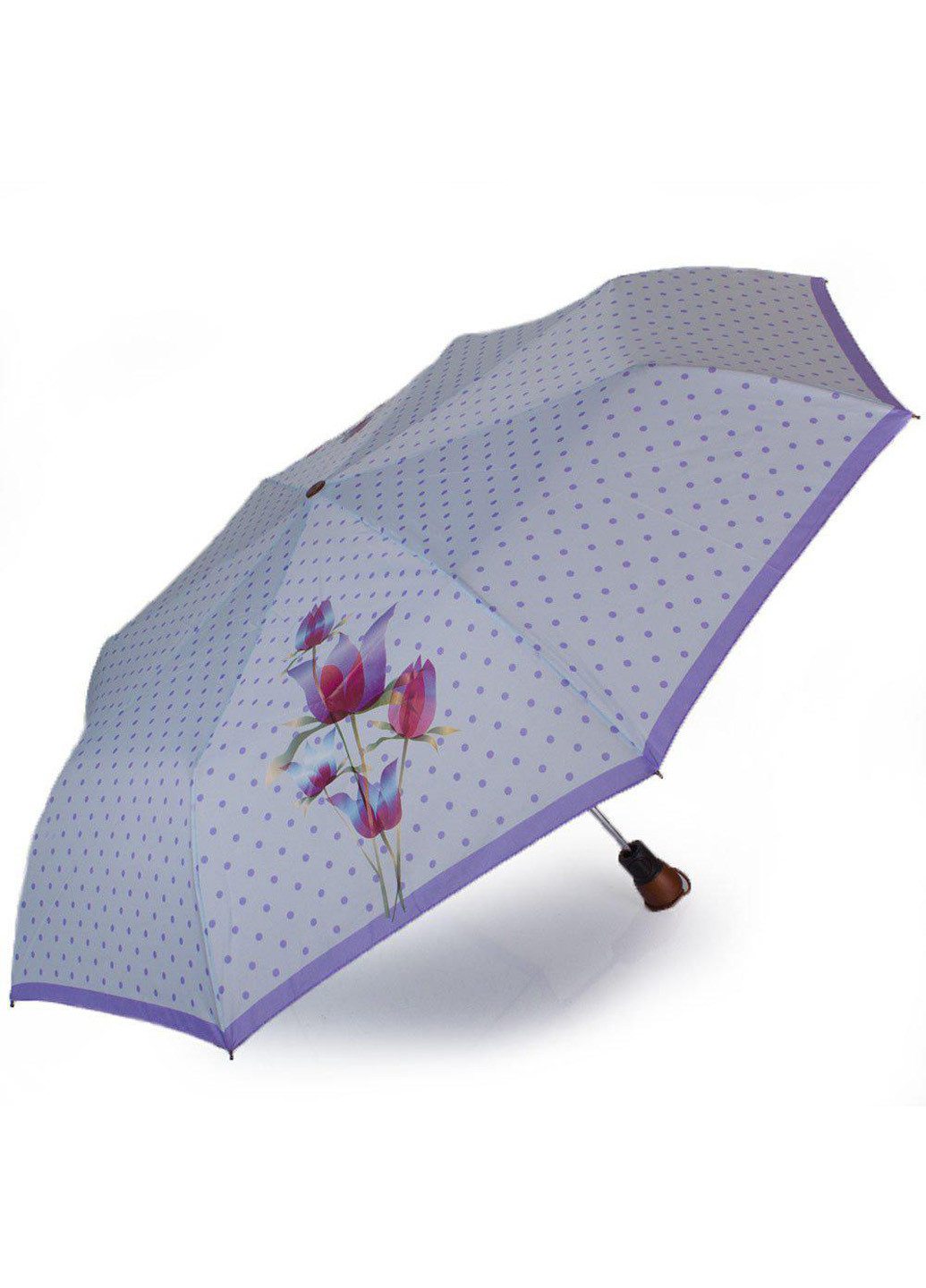 Голубой женский складной зонт полуавтомат 100 см Airton (194317976)