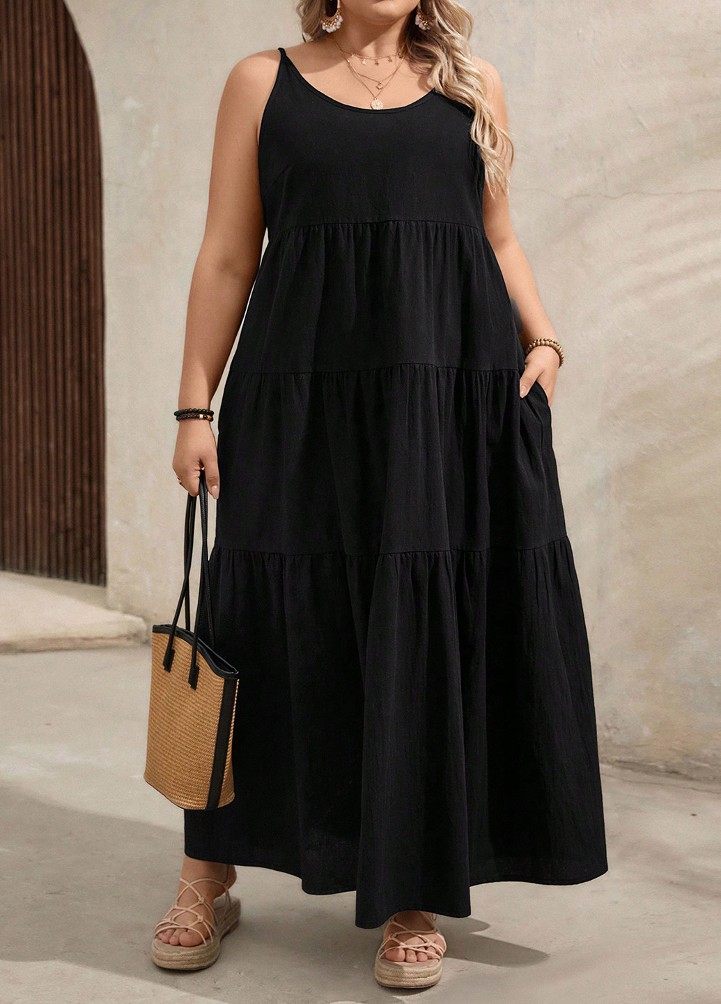 Черное кэжуал платье SHEIN однотонное