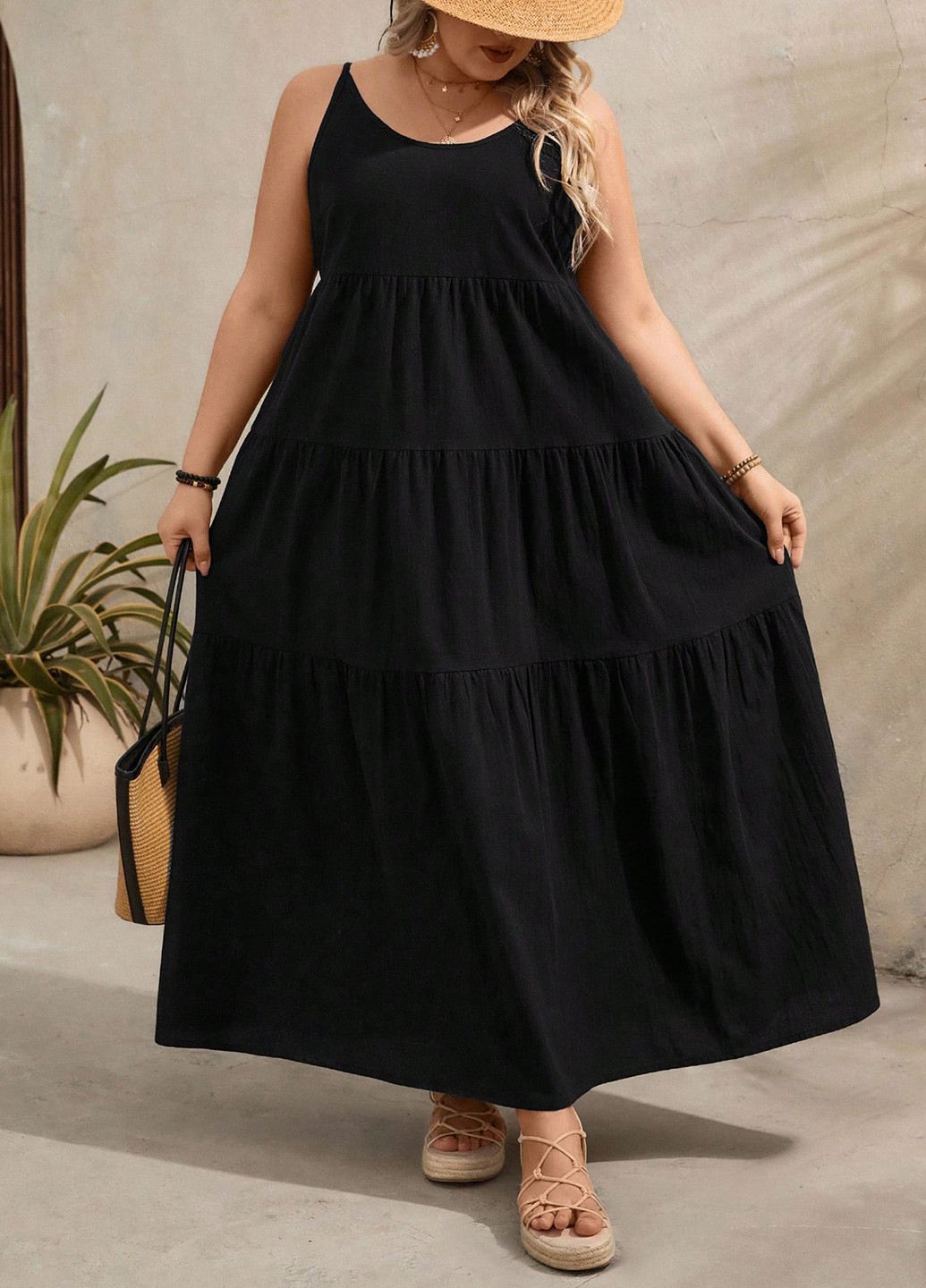 Черное кэжуал платье SHEIN однотонное