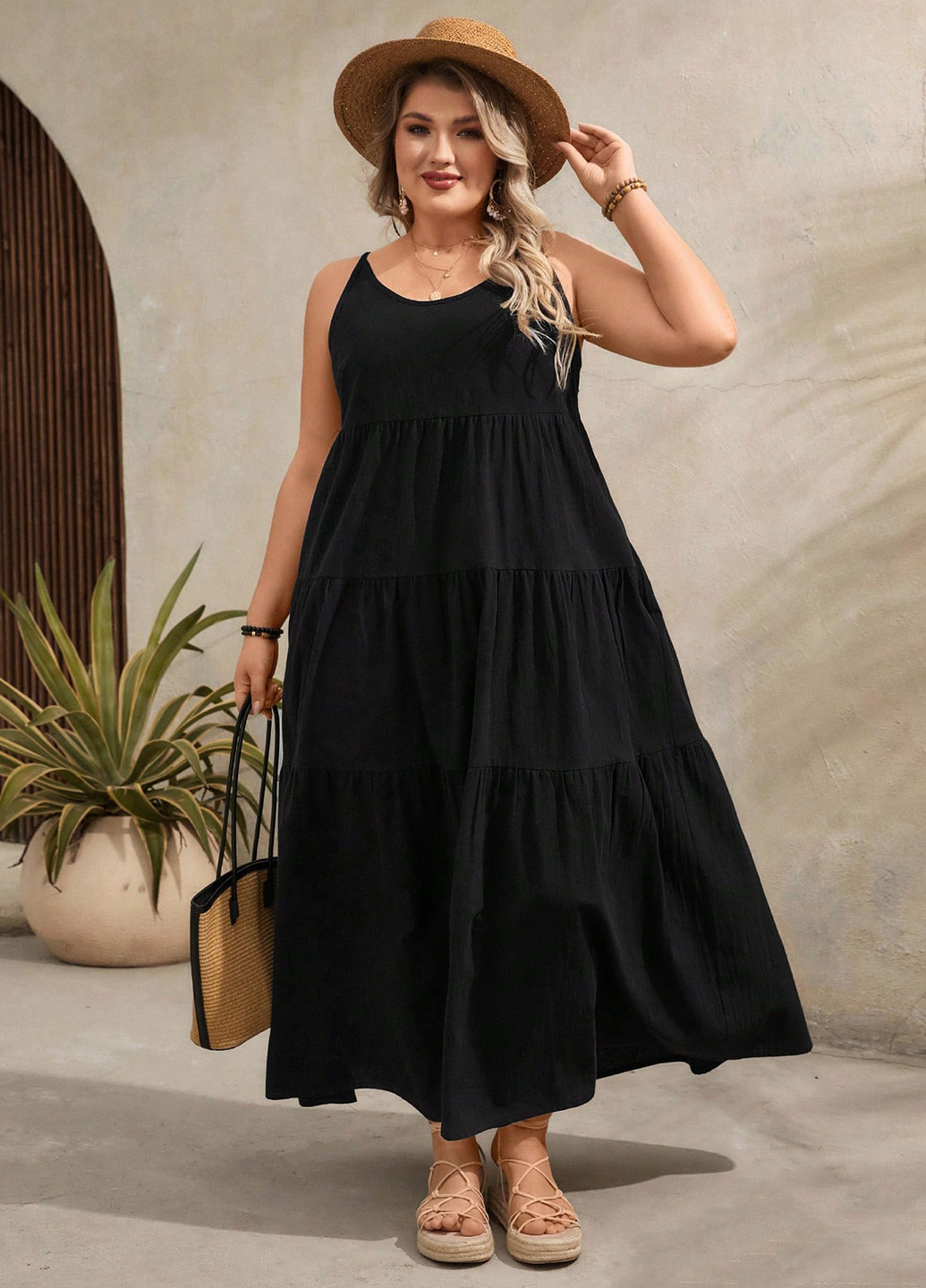 Черное кэжуал платье SHEIN однотонное