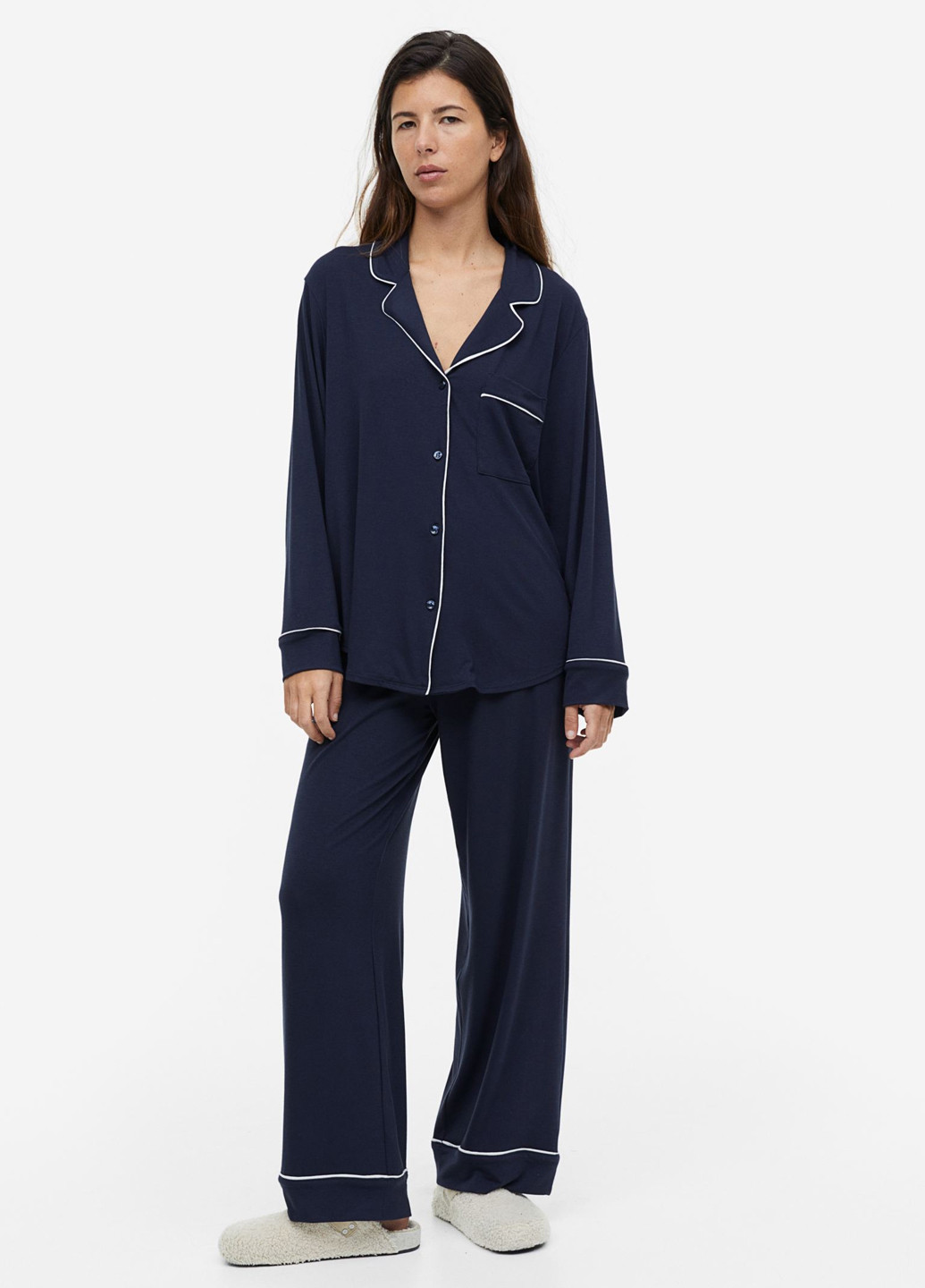 Темно-синя всесезон піжама (сорочка, штани) рубашка + брюки H&M