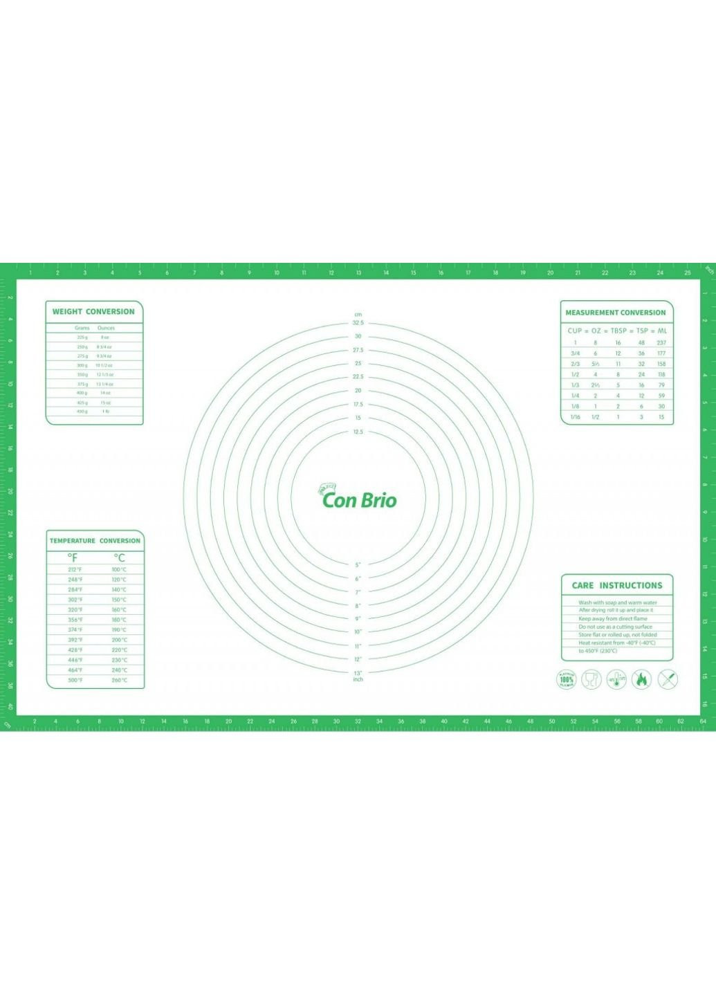Коврик силиконовый CB-679-green 43,5х66,5 см зеленый Con Brio (253526554)