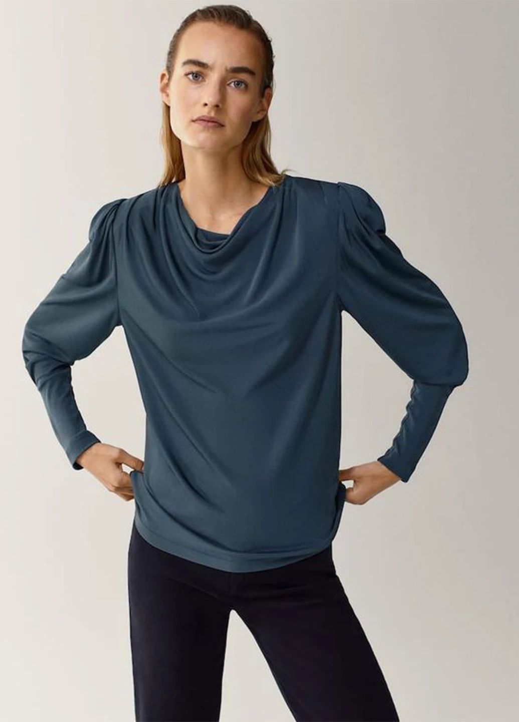 Морської хвилі блуза Massimo Dutti