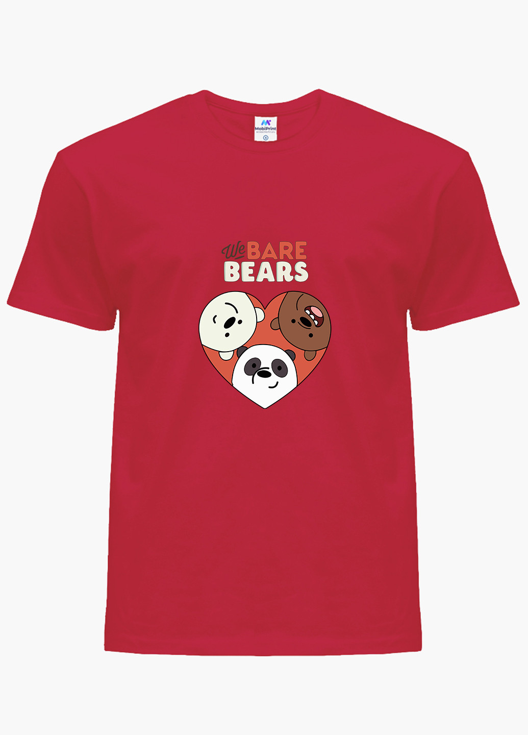Красная демисезонная футболка детская вся правда о медведях (we bare bears)(9224-2669) MobiPrint