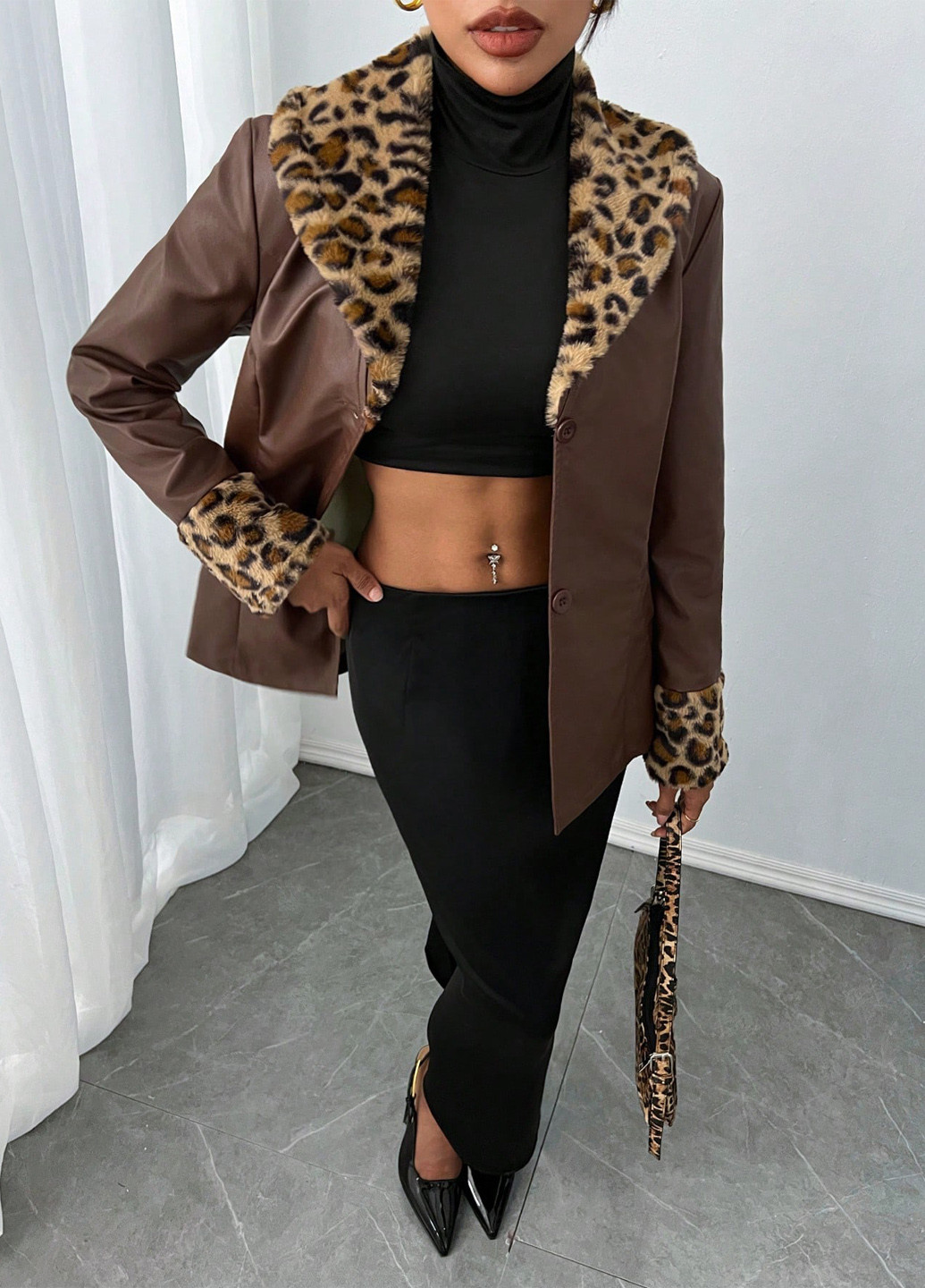 Коричнева демісезонна куртка SHEIN