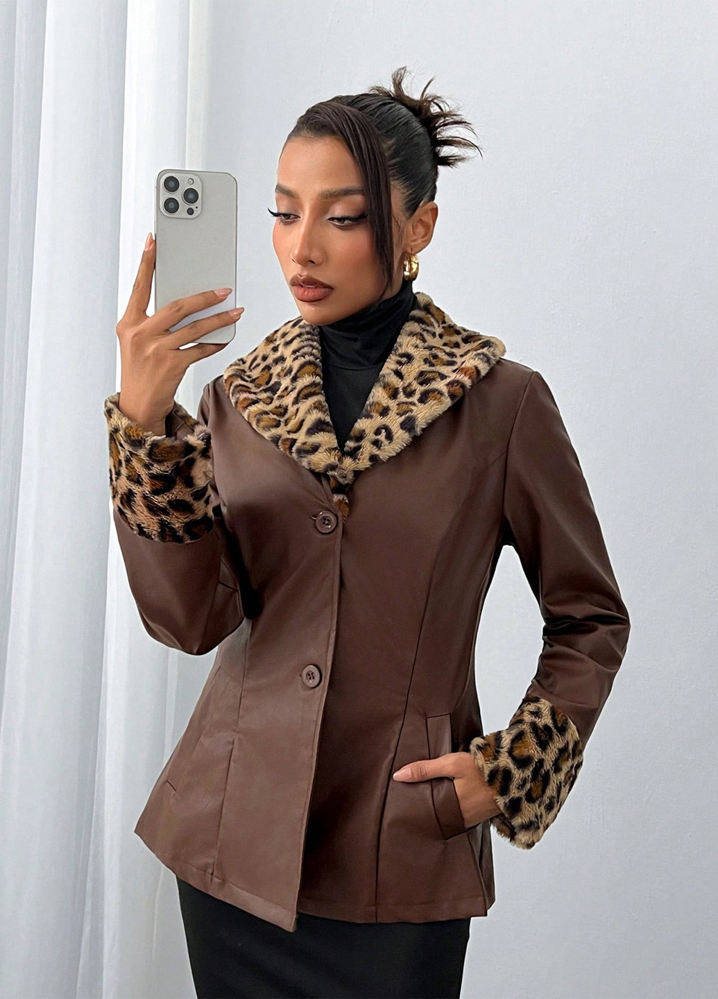 Коричнева демісезонна куртка SHEIN