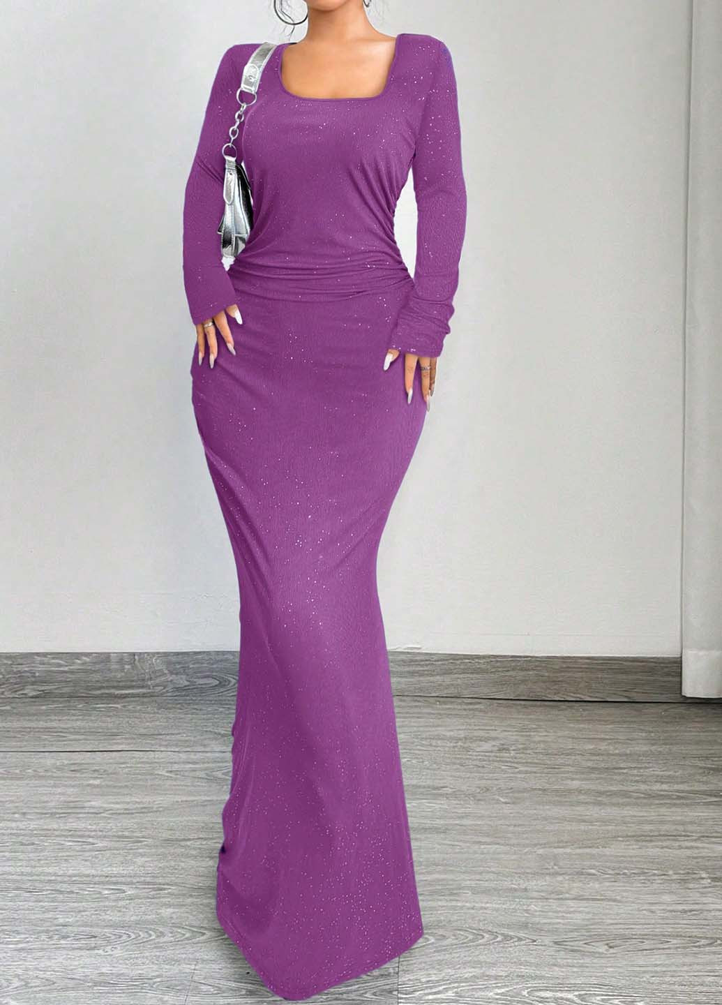 Фіолетова святковий, вечірня сукня годе SHEIN однотонна