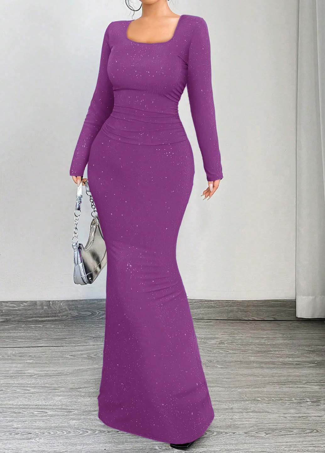 Фіолетова святковий, вечірня сукня годе SHEIN однотонна