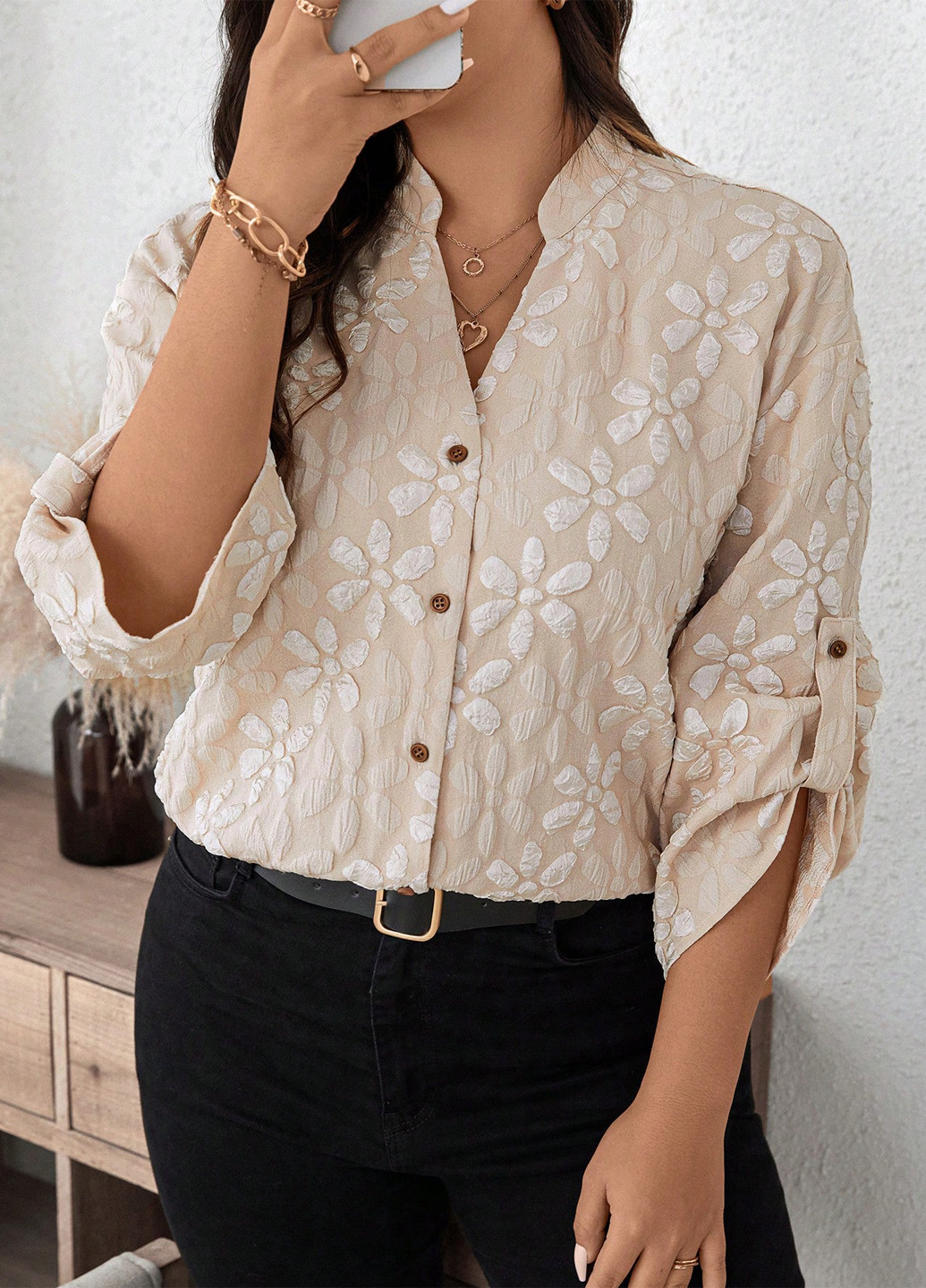 Кремовая блуза SHEIN