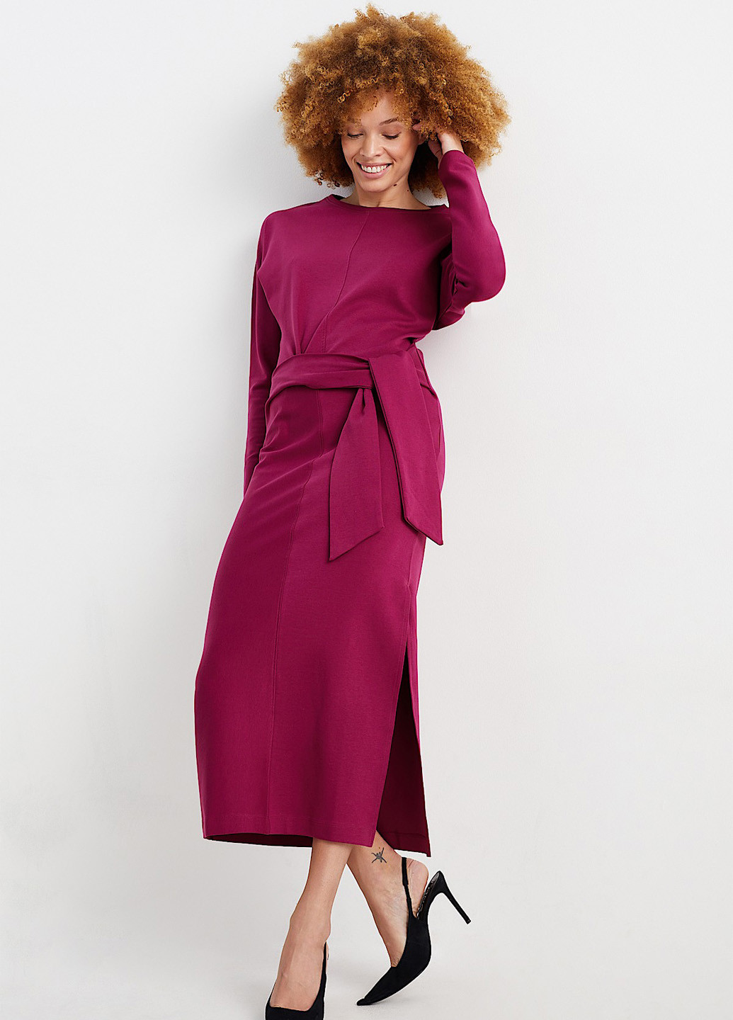 Фиолетовое кэжуал платье C&A однотонное