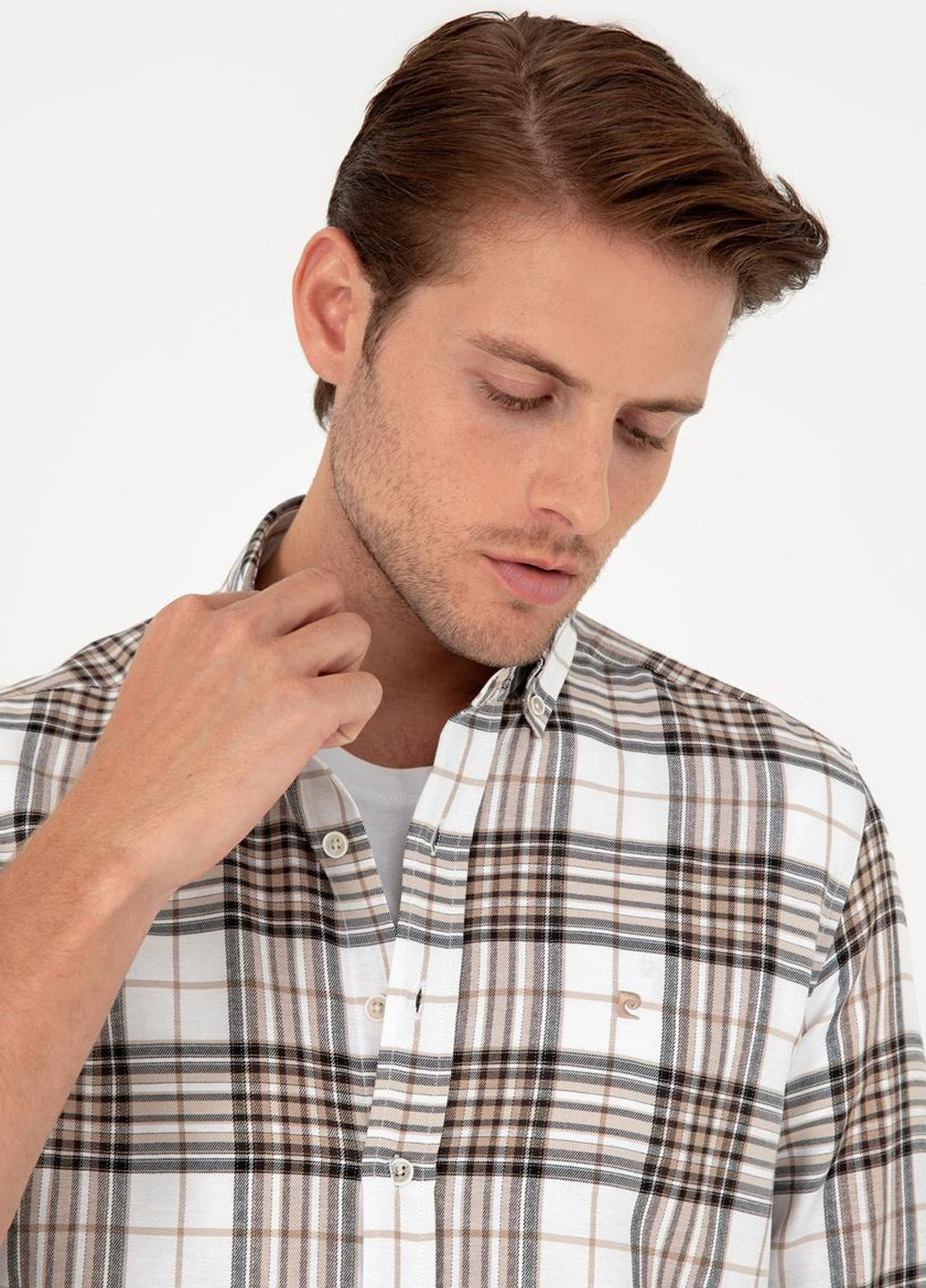 Цветная кэжуал рубашка в клетку Pierre Cardin