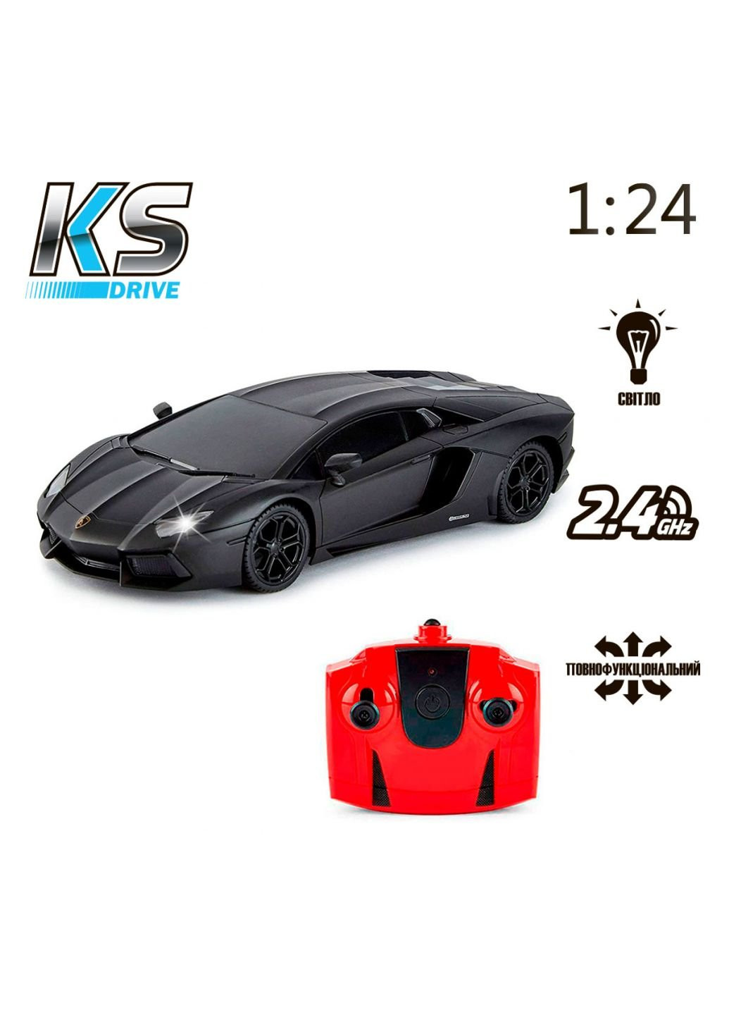 Радіокерована іграшка Lamborghini Aventador LP 700-4 (1:24, 2.4Ghz, чорний) (124GLBB) KS Drive (254065881)