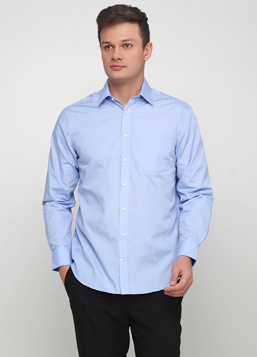 Голубой кэжуал рубашка однотонная Marks & Spencer