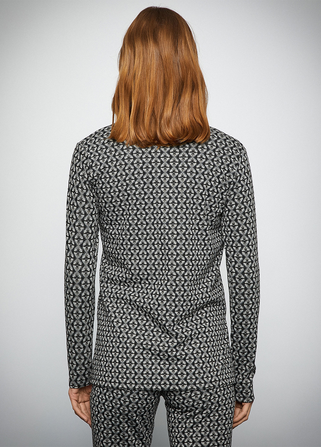 Черно-белая женская футболка-поло KOTON с абстрактным узором
