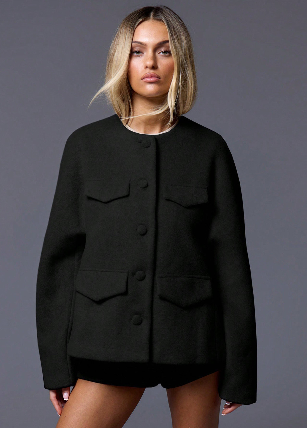 Чорне демісезонне Пальто SHEIN