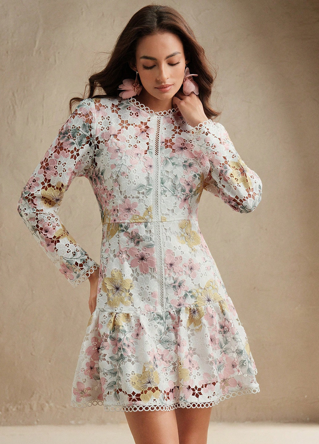 Молочна святковий сукня а-силует SHEIN з квітковим принтом