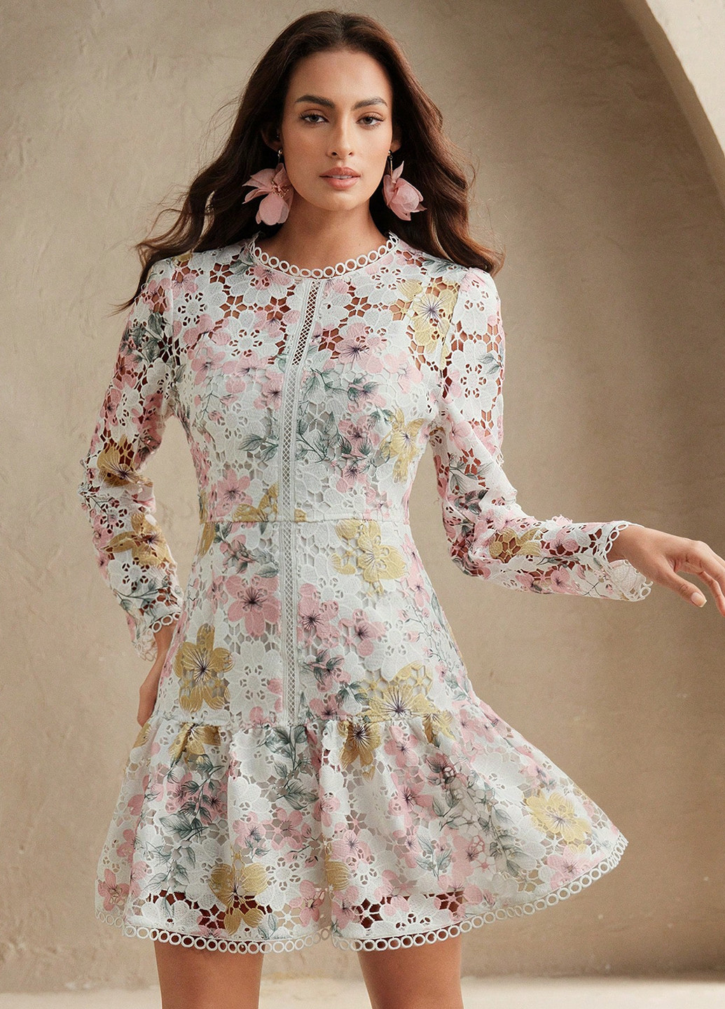 Молочна святковий сукня а-силует SHEIN з квітковим принтом