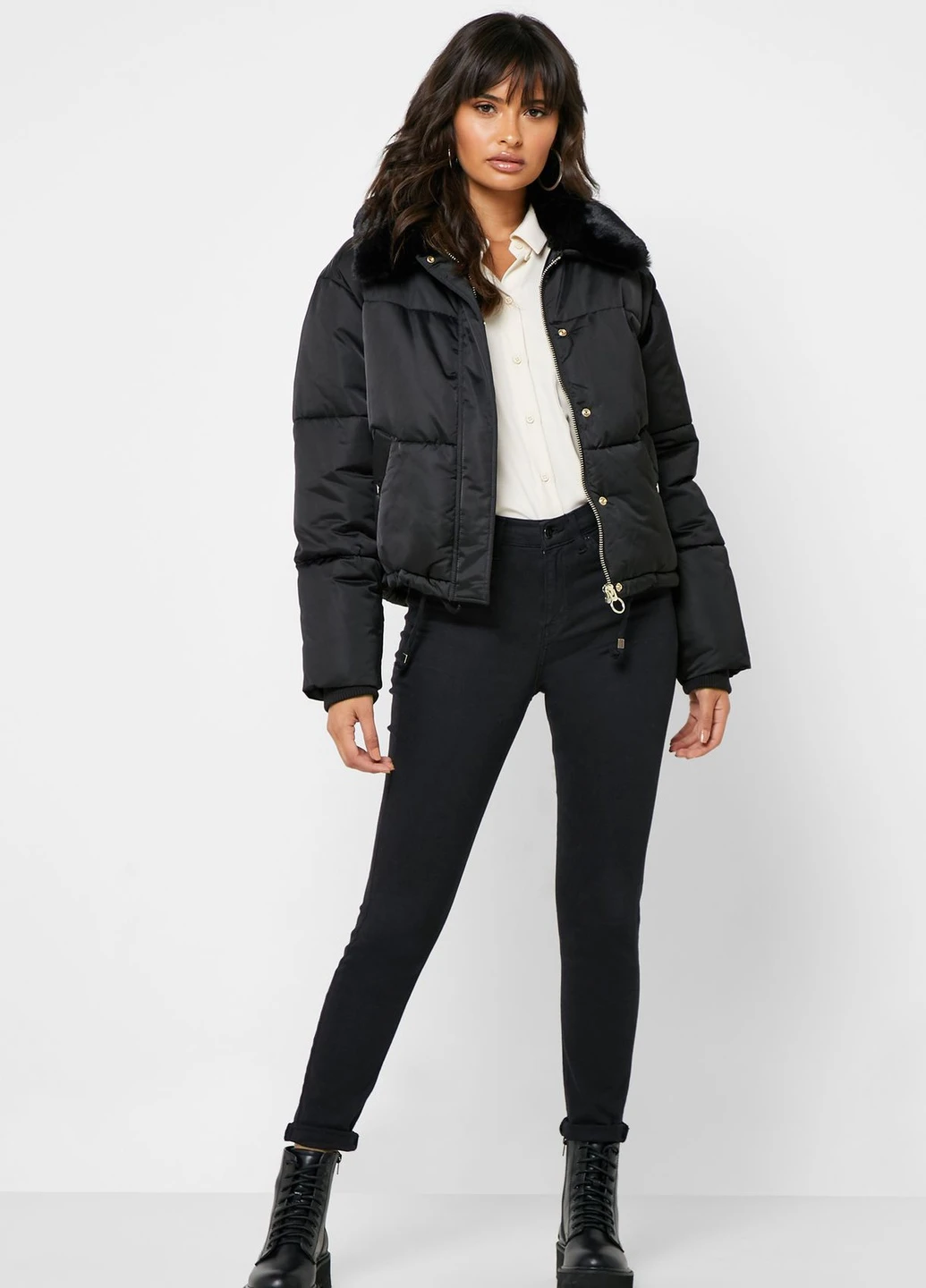 Чорна зимня куртка Topshop