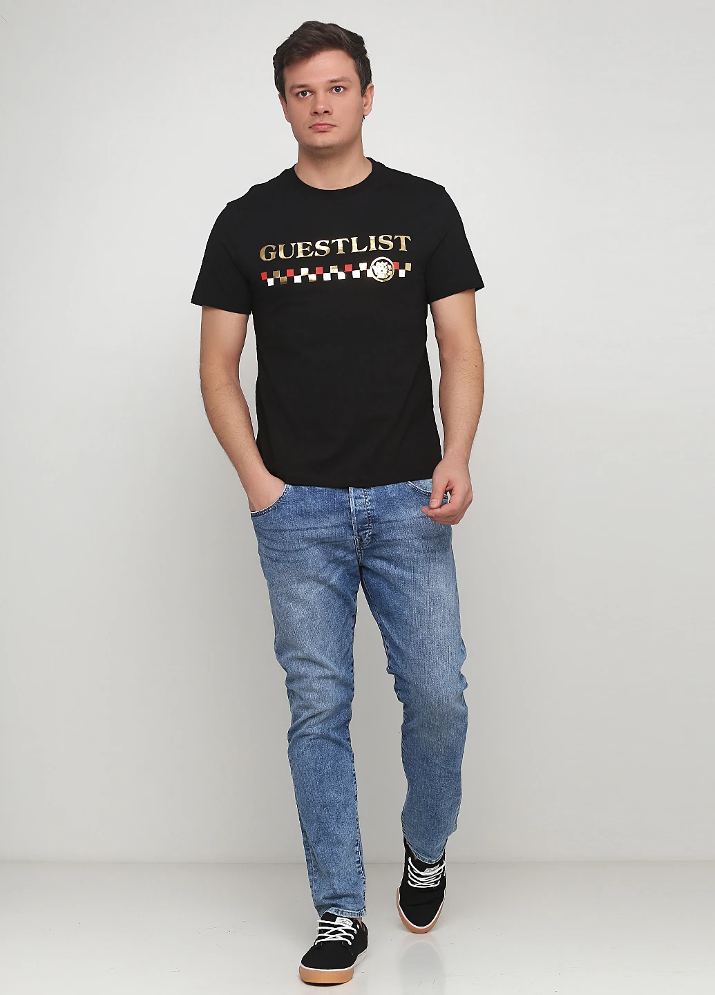 Синие демисезонные зауженные джинсы H&M