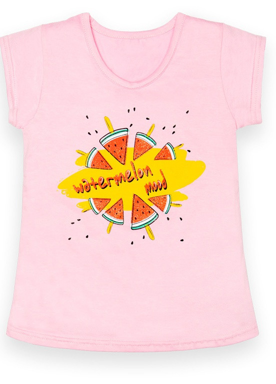 Розовая летняя детская футболка для девочки ft-22-10/1 *good mood* Габби