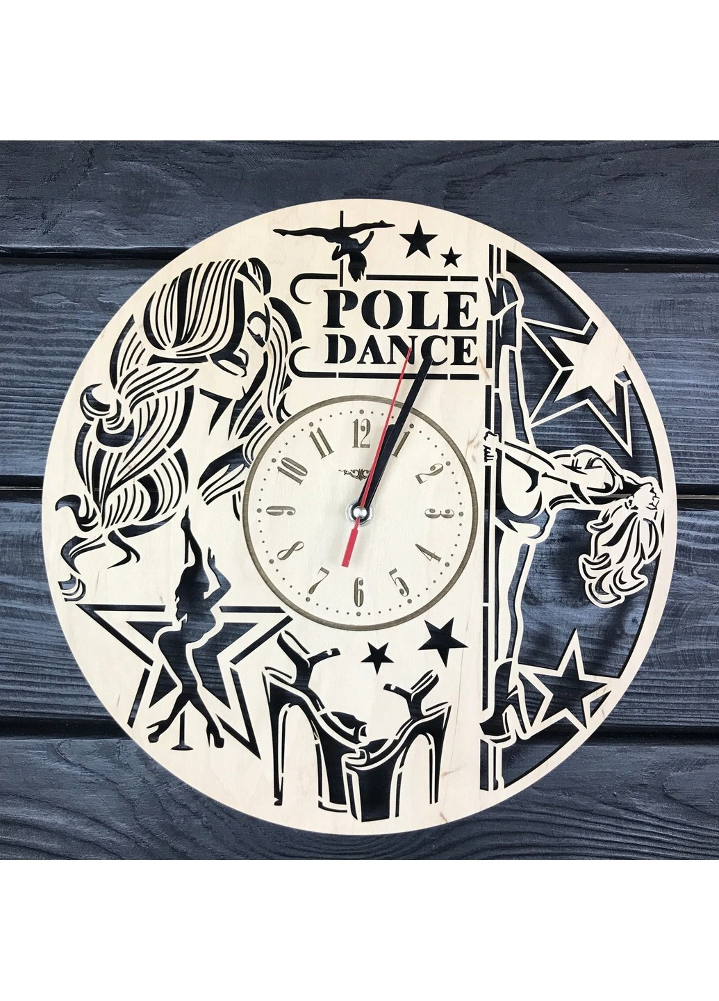 Оригинальные настенные часы из дерева «Pole Dance» 7Arts (253565956)