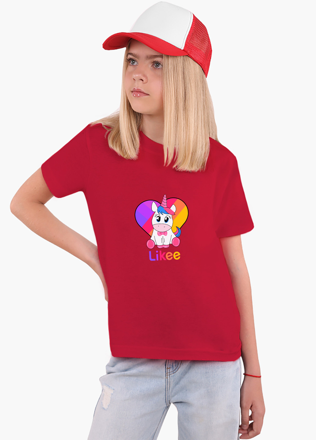 Червона демісезонна футболка дитяча лайк єдиноріг (likee unicorn) (9224-1594) MobiPrint