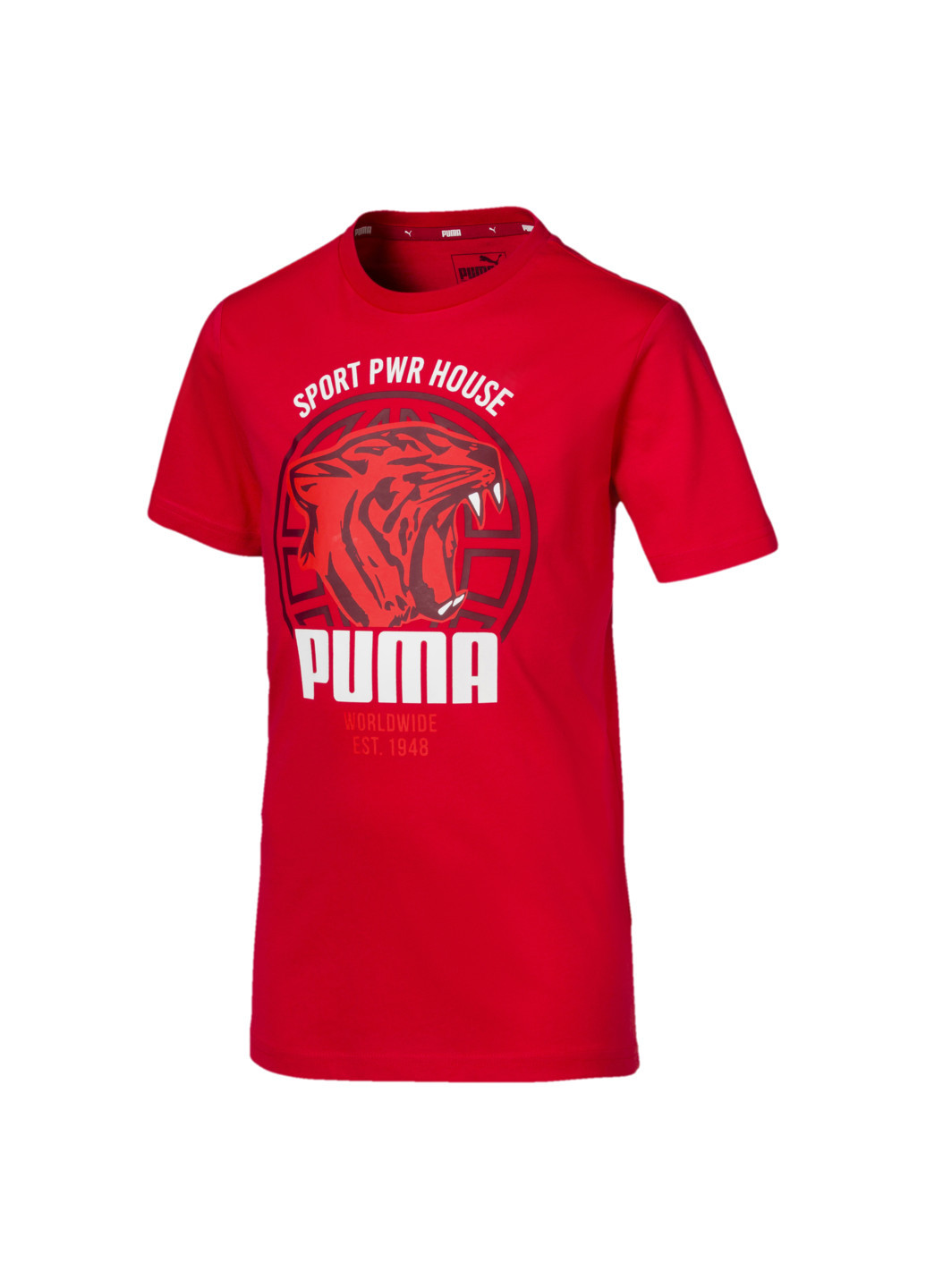 Красная демисезонная детская футболка alpha graphic tee Puma