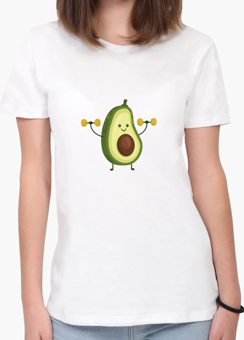 Футболка жіноча Авокадо Фітнес (Avocado Fitness) Білий (8976-1394) XXL MobiPrint - (216195099)