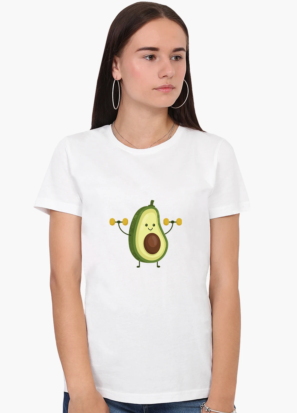 Футболка жіноча Авокадо Фітнес (Avocado Fitness) Білий (8976-1394) XXL MobiPrint - (216195099)