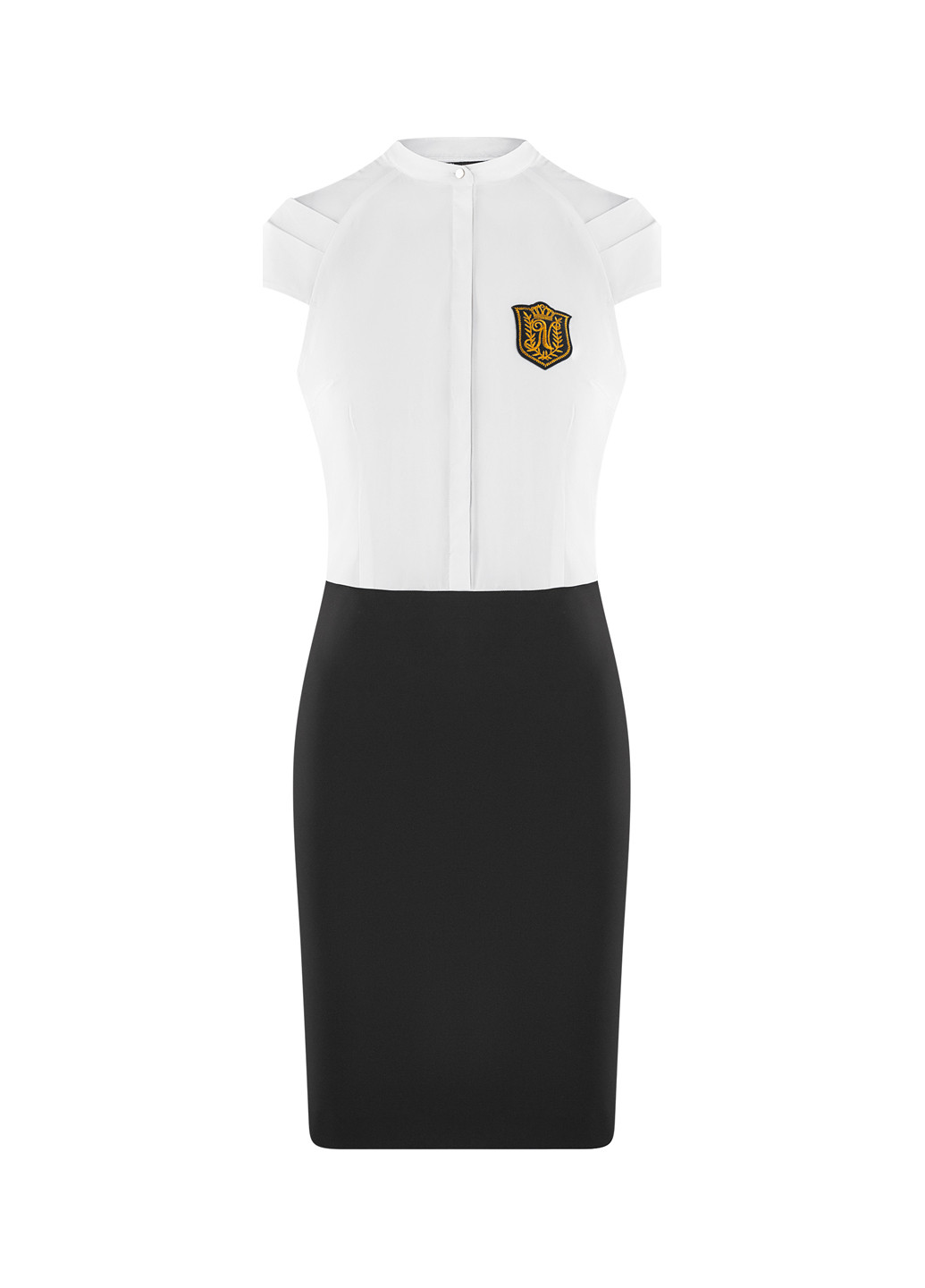 Черно-белое кэжуал платье рубашка Oodji однотонное