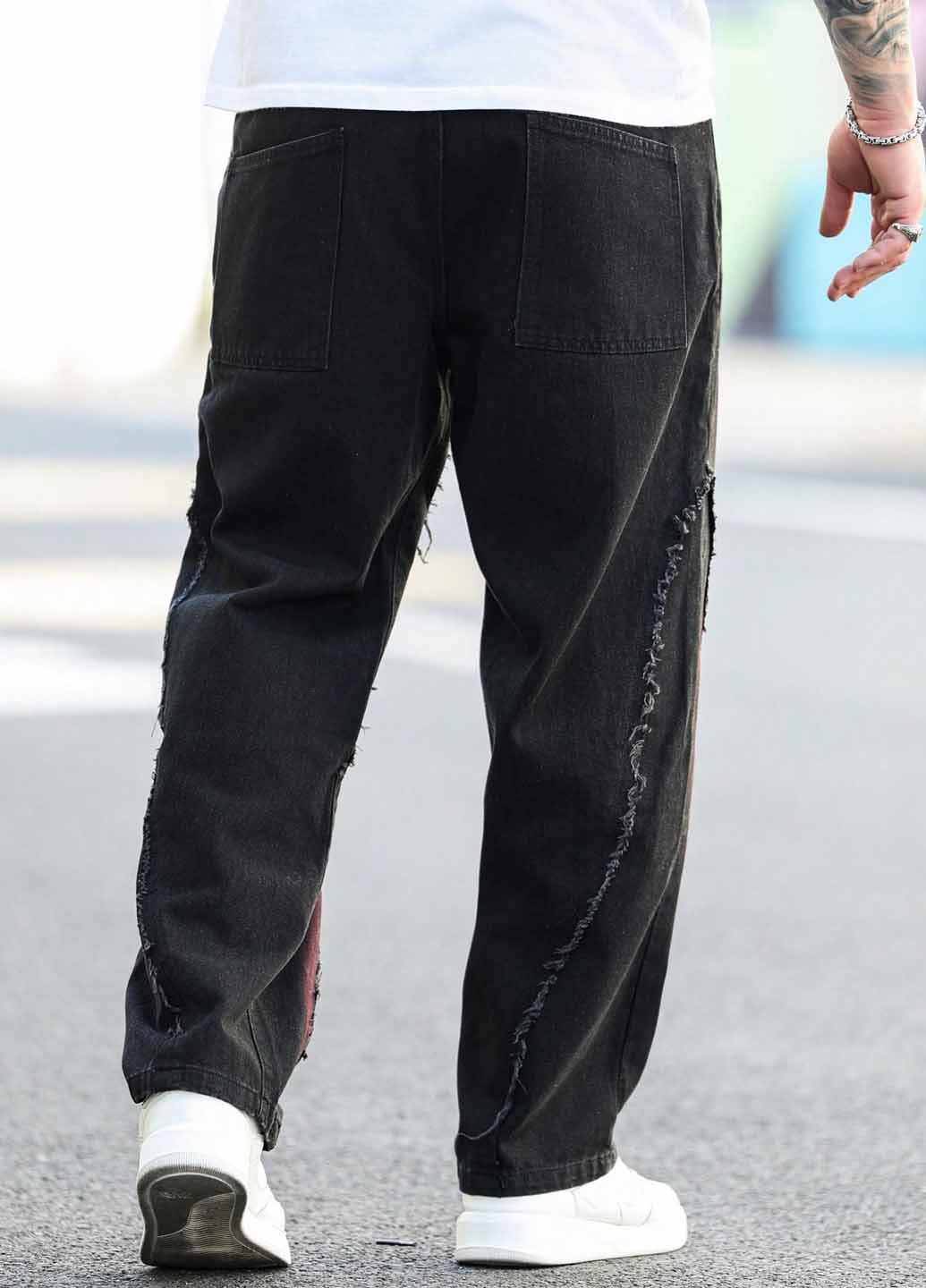 Черные демисезонные регюлар фит джинсы SHEIN