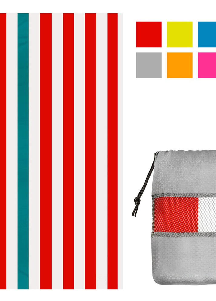 Пляжний рушник "Red Stripe" із мікрофібри, 80x160 см. Чохол-сумка в комплекті. Bella Villa (253055500)