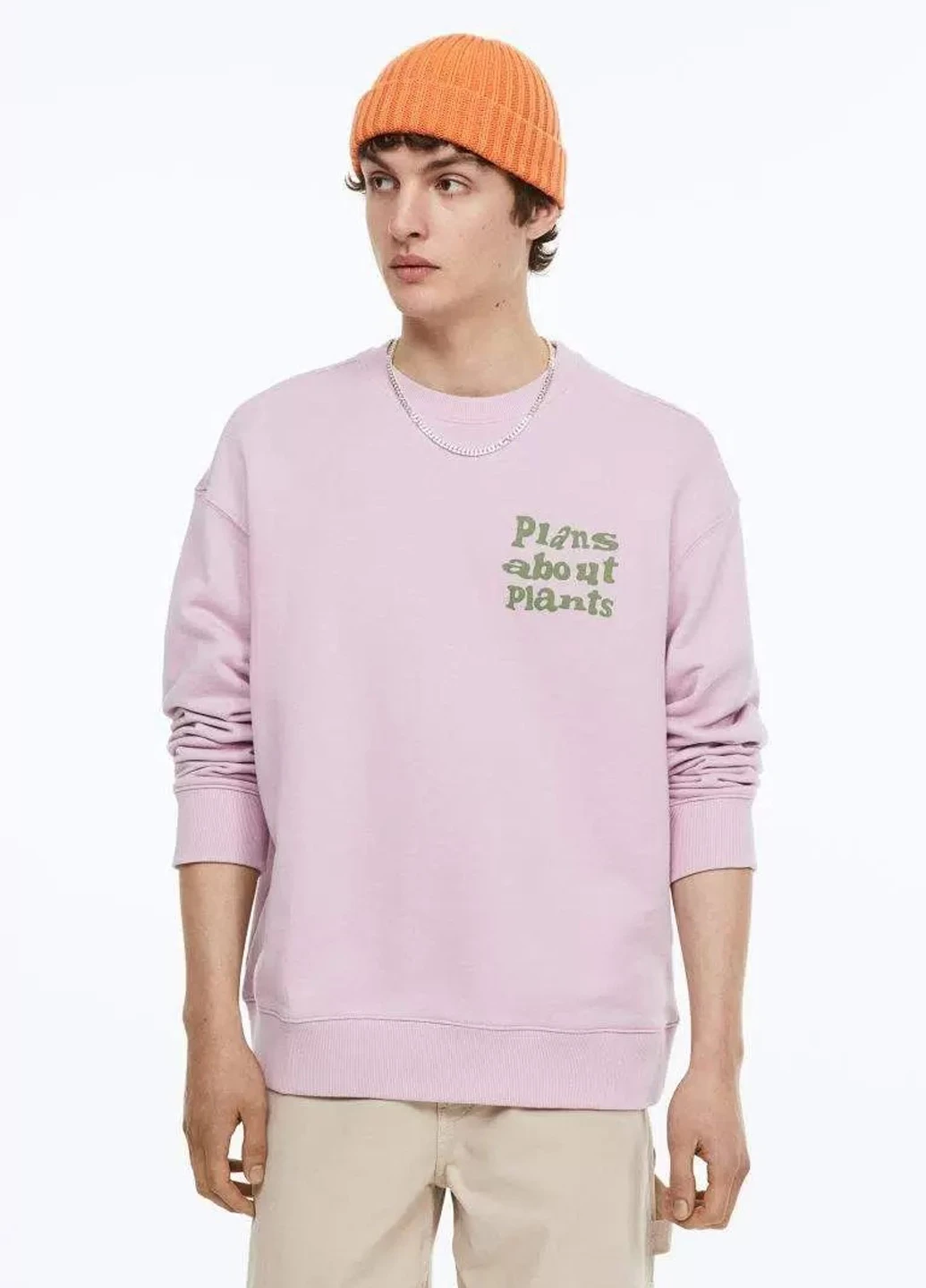 Розово-лиловый свитшот H&M надпись без декора (349729333)