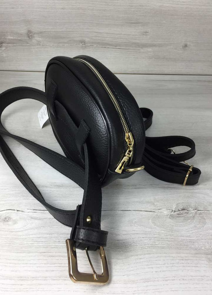 Сумка жіноча на пояс (бананка) екошкіра (wel-60206) Чорна/Синя WeLassie (253982770)