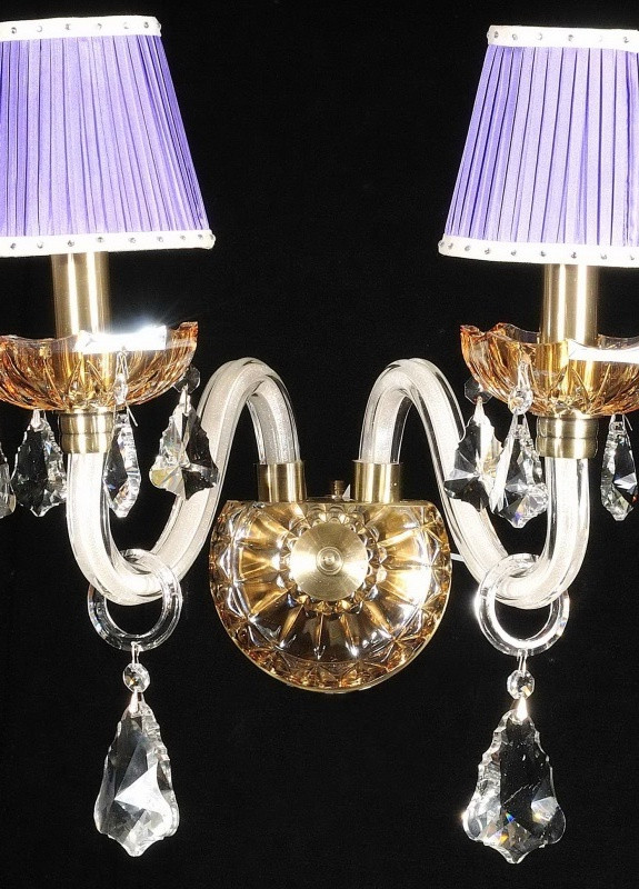 Бра настінне накладне кришталеве класичне з абажуром BCL-357W/2 E14 BR Brille (253894269)