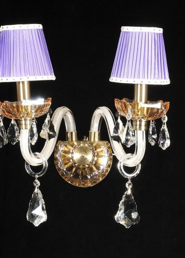 Бра настінне накладне кришталеве класичне з абажуром BCL-357W/2 E14 BR Brille (253894269)