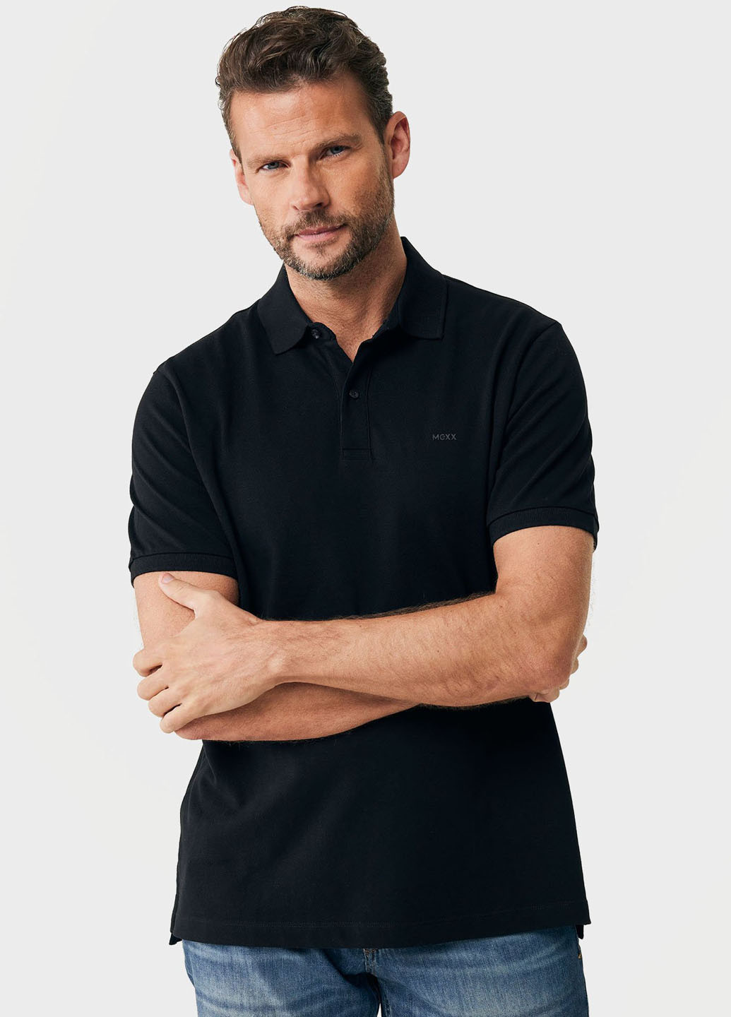 Черная футболка-поло для мужчин Mexx однотонная